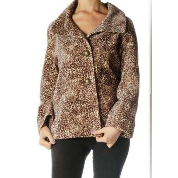 Talbots Petites Leopard Print Swing Coat | 12P - Picture 1 of 6